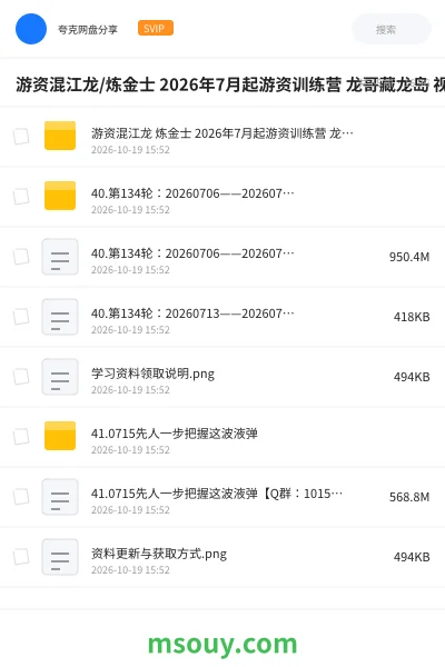 《游资混江龙/炼金士 2026年7月起游资训练营 龙哥藏龙岛 视频+课件》教程学习资源封面