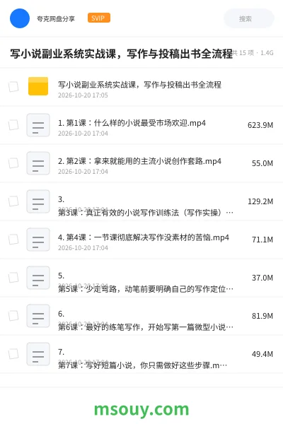 《写小说副业系统实战课,写作与投稿出书全流程》教程学习资源封面