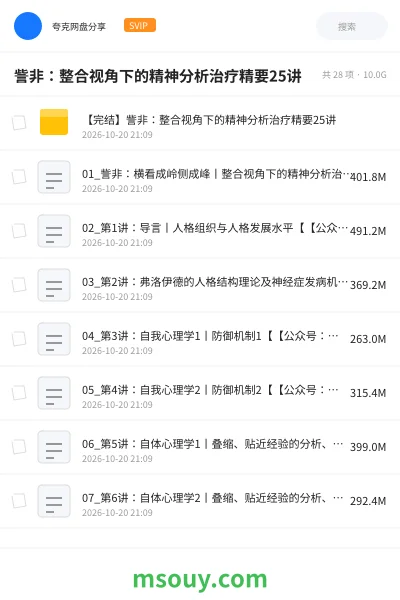 《訾非:整合视角下的精神分析治疗精要25讲》AIGC学习资源封面