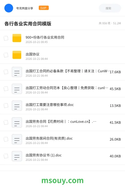 《各行各业实用合同模版》其他学习资源封面