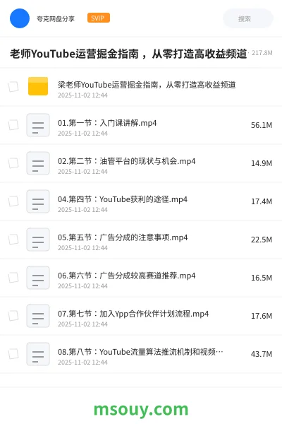 《老师YouTube运营掘金指南 ,从零打造高收益频道》教程学习资源封面