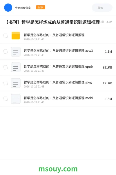 《哲学是怎样炼成的:从普通常识到逻辑推理》书刊学习资源封面