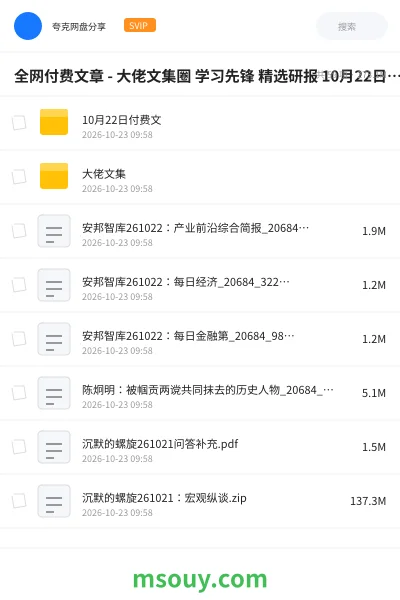 《全网付费文章 - 大佬文集圈 学习先锋 精选研报 10月22日更新》教程学习资源封面