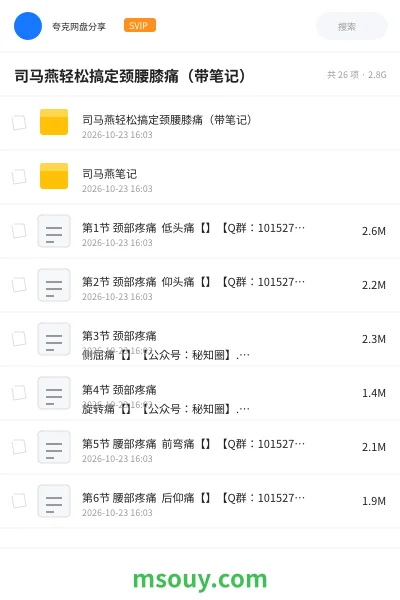 《司马燕轻松搞定颈腰膝痛(带笔记)》教程学习资源封面