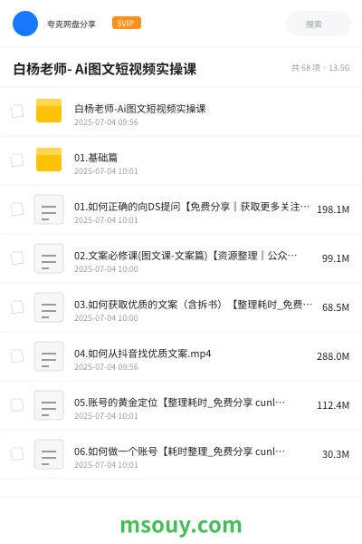《白杨老师- Ai图文短视频实操课》AIGC学习资源封面