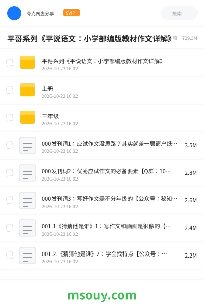 《平哥系列《平说语文:小学部编版教材作文详解》》学习资源学习资源封面