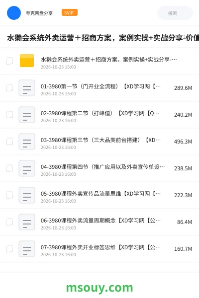 《水獭会系统外卖运营+招商方案,案例实操+实战分享-价值3980》教程网盘|学习资源网盘