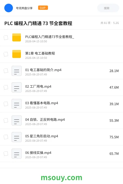 《PLC 编程入门精通 73 节全套教程》教程学习资源封面