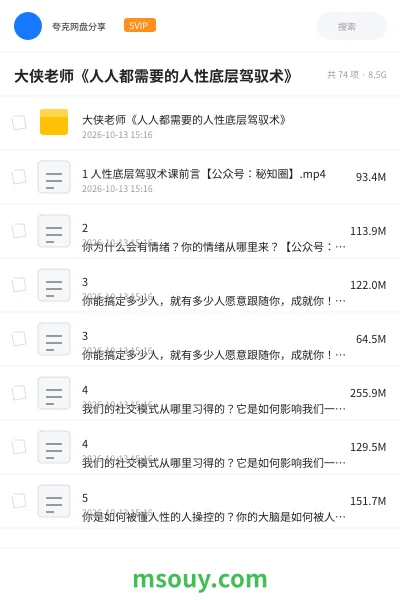 《大侠老师《人人都需要的人性底层驾驭术》》教程学习资源封面