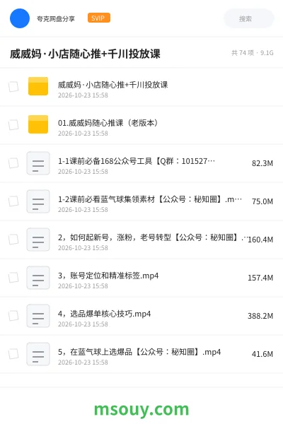 《威威妈·小店随心推+千川投放课》教程学习资源封面