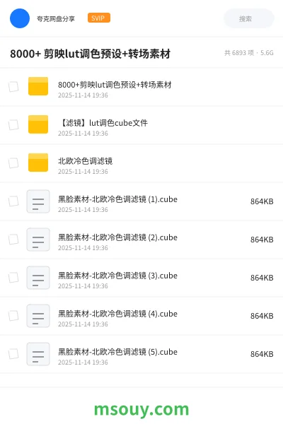 《8000+ 剪映lut调色预设+转场素材》AIGC学习资源封面