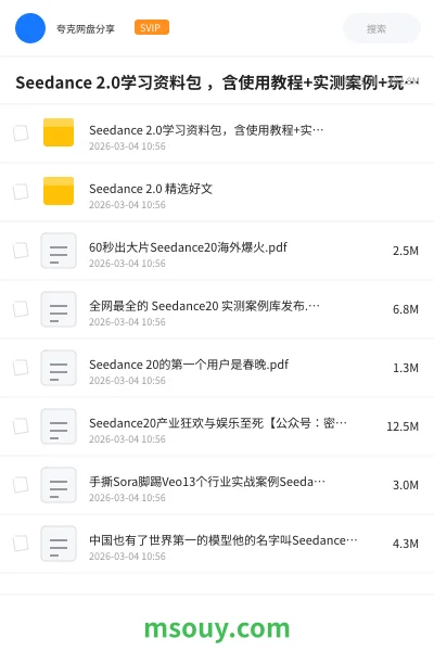 《Seedance 2.0学习资料包 ,含使用教程+实测案例+玩法分享》AIGC学习资源封面