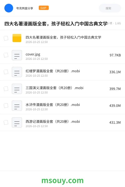 《四大名著漫画版全套,孩子轻松入门中国古典文学》漫画学习资源封面