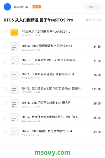 《RTOS 从入门到精通 基于freeRTOS Pro》教程学习资源封面