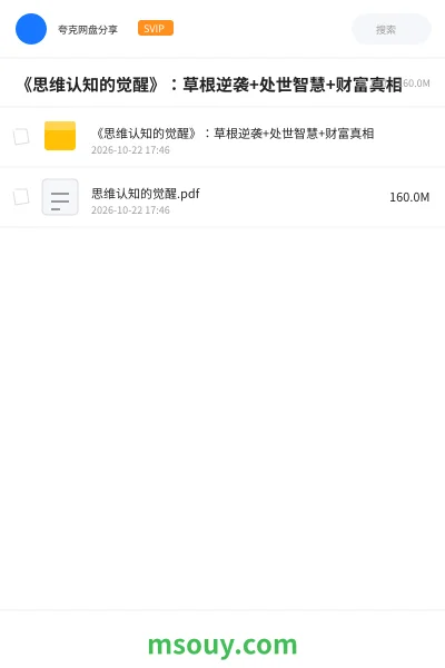 《《思维认知的觉醒》:草根逆袭+处世智慧+财富真相》书刊学习资源封面