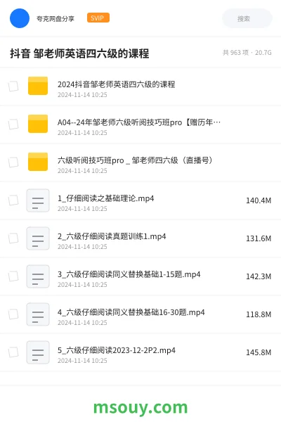 《抖音 邹老师英语四六级的课程》英语学习资源封面