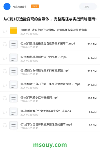 《从0到1打造能变现的自媒体 ,完整路径与实战策略指南》教程学习资源封面