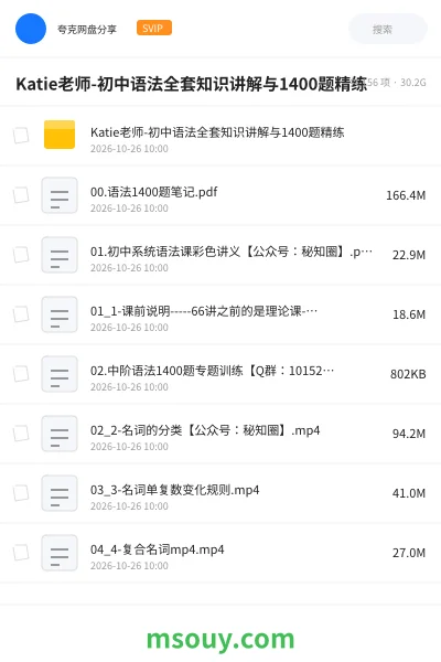 《Katie老师-初中语法全套知识讲解与1400题精练》学习资源学习资源封面