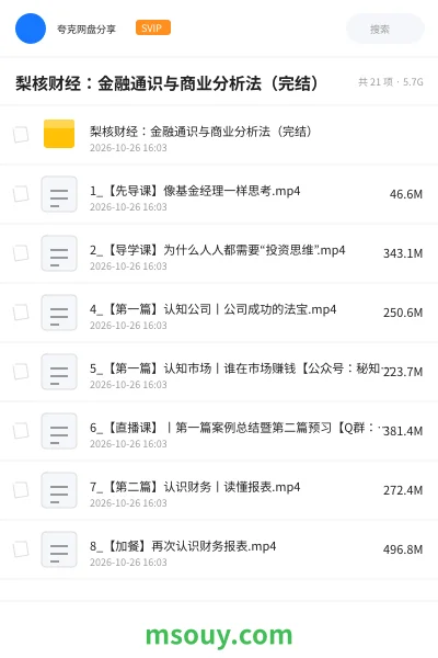 《梨核财经:金融通识与商业分析法(完结)》教程学习资源封面