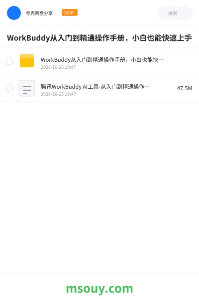《WorkBuddy从入门到精通操作手册,小白也能快速上手》AIGC学习资源封面