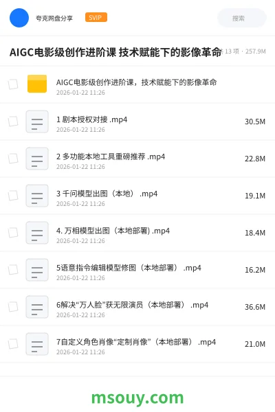 《AIGC电影级创作进阶课 技术赋能下的影像革命》AIGC学习资源封面