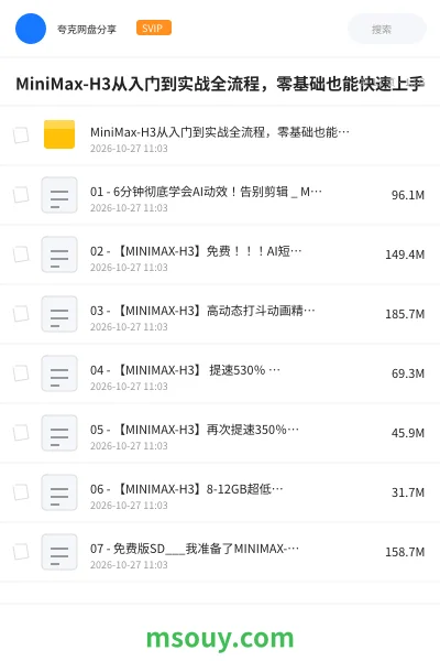 《MiniMax-H3从入门到实战全流程,零基础也能快速上手》AIGC学习资源封面