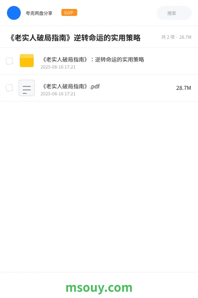 《《老实人破局指南》逆转命运的实用策略》书刊学习资源封面