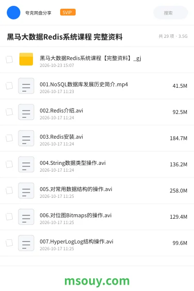 《黑马大数据Redis系统课程 完整资料》教程学习资源封面