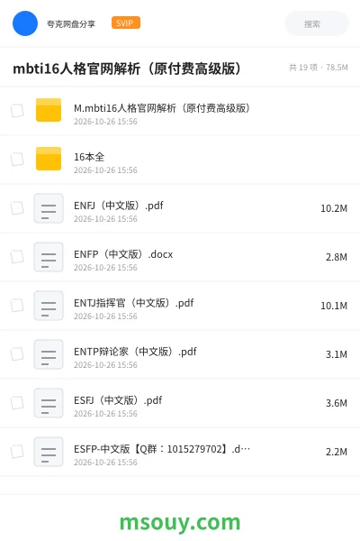 《mbti16人格官网解析(原付费高级版)》书刊学习资源封面