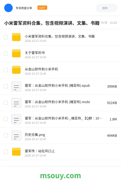 《小米雷军资料合集,包含视频演讲、文集、书籍》书刊学习资源封面
