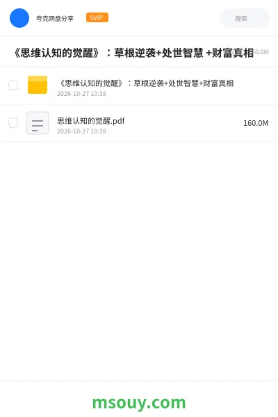 《《思维认知的觉醒》:草根逆袭+处世智慧 +财富真相》书刊学习资源封面