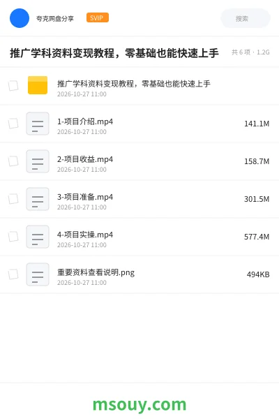 《推广学科资料变现教程,零基础也能快速上手》网赚学习资源封面