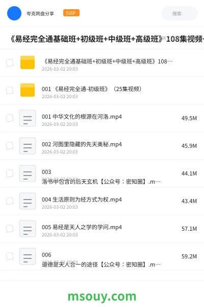 《《易经完全通基础班+初级班+中级班+高级班》108集视频+笔记[mp4.pdf》教程学习资源封面