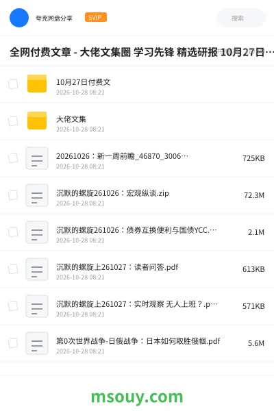 《全网付费文章 - 大佬文集圈 学习先锋 精选研报 10月27日更新》教程学习资源封面