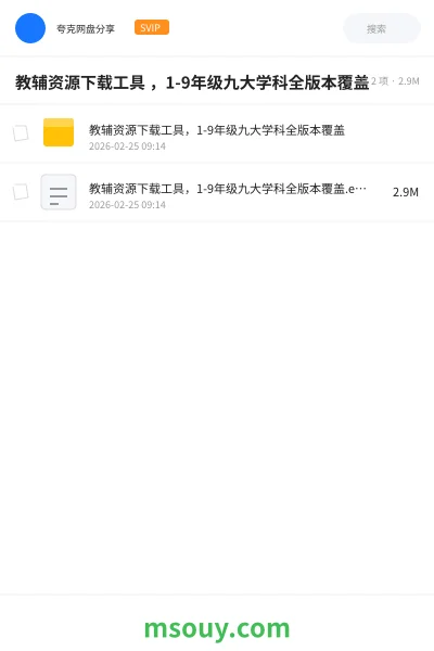 《教辅资源下载工具 ,1-9年级九大学科全版本覆盖》学习资源学习资源封面