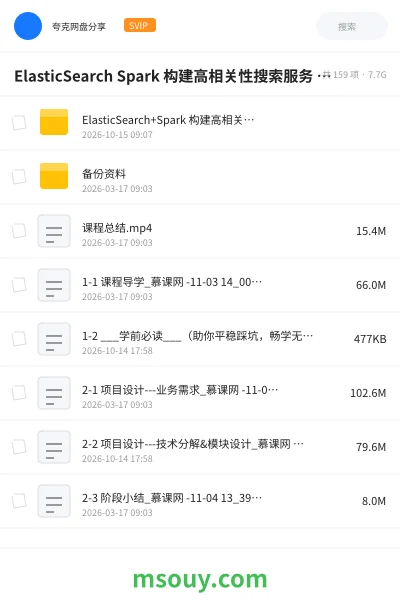 《ElasticSearch Spark 构建高相关性搜索服务 千人千面推荐系统》教程学习资源封面