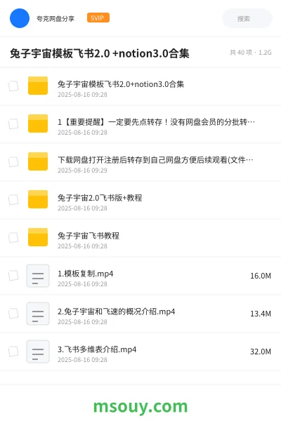 《兔子宇宙模板飞书2.0 +notion3.0合集》教程学习资源封面