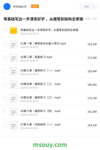 《零基础写出一手漂亮好字 ,从握笔到结构全掌握》教程学习资源封面