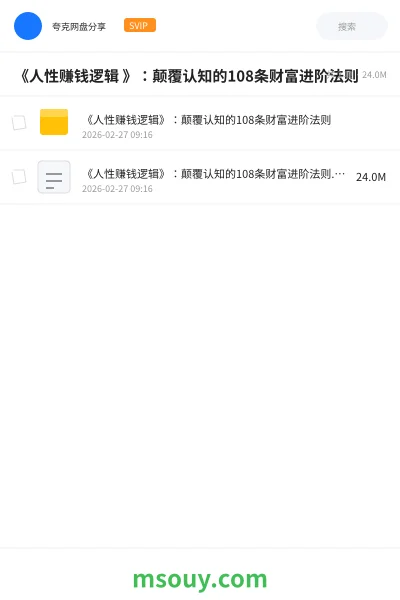 《《人性赚钱逻辑 》:颠覆认知的108条财富进阶法则》书刊学习资源封面