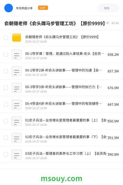 《俞朝翎老师《俞头蹲马步管理工坊》【原价9999】》教程学习资源封面