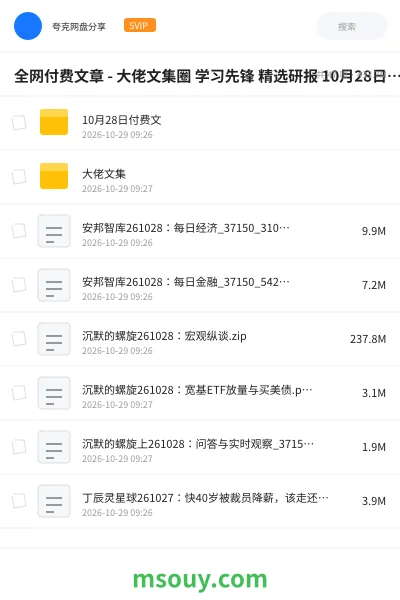 《全网付费文章 - 大佬文集圈 学习先锋 精选研报 10月28日更新》教程学习资源封面