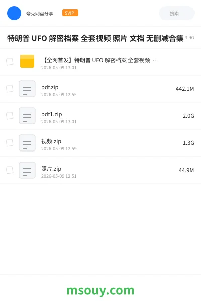 《特朗普 UFO 解密档案 全套视频 照片 文档 无删减合集》其他学习资源封面