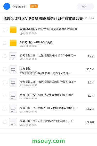 《深度阅读社区VIP会员 知识精选计划付费文章合集》书刊学习资源封面