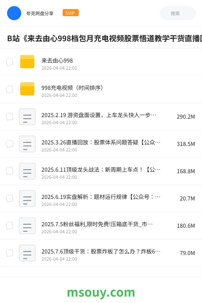 《B站《来去由心998档包月充电视频股票悟道教学干货直播回放》教程学习资源封面