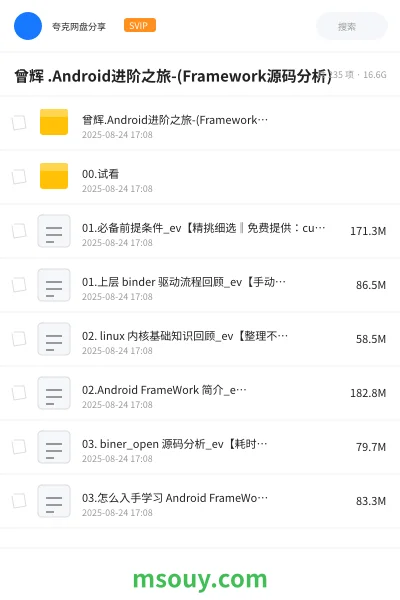 《曾辉 .Android进阶之旅-(Framework源码分析)》教程学习资源封面