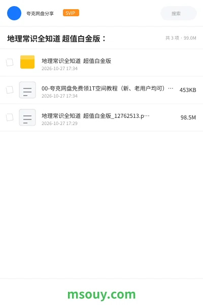 《地理常识全知道 超值白金版:》书刊学习资源封面
