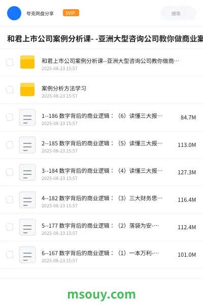 《和君上市公司案例分析课- -亚洲大型咨询公司教你做商业案例分析》教程学习资源封面