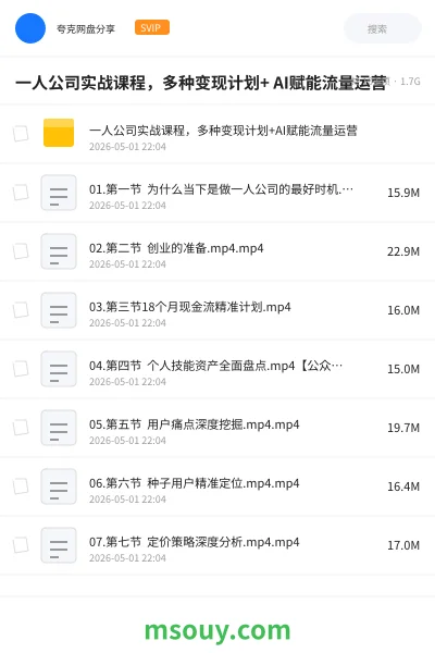《一人公司实战课程,多种变现计划+ AI赋能流量运营》AIGC学习资源封面