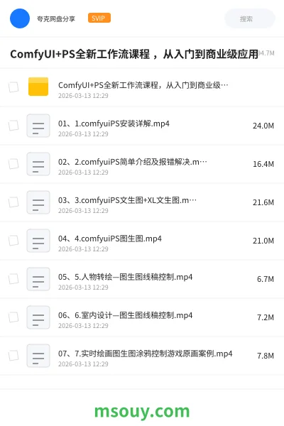 《ComfyUI+PS全新工作流课程 ,从入门到商业级应用》AIGC学习资源封面