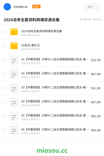 《2024法考全套资料网课资源合集》职业资格学习资源封面